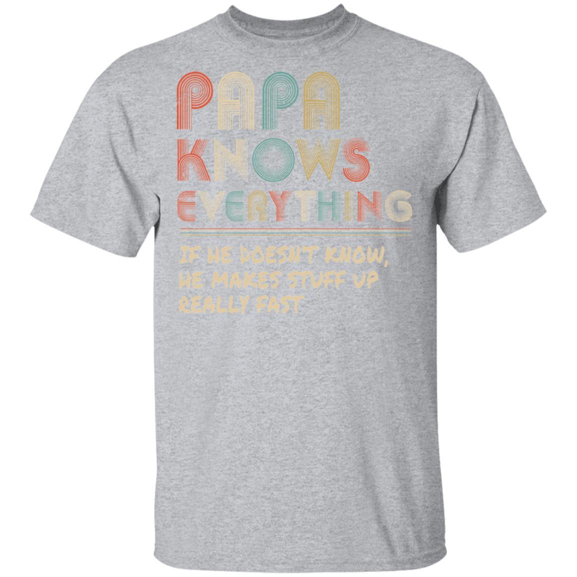 Papa Know Everything Vintage Papa Father's Day Gift-T-Shirt & Hoodie-Classic T-Shirt-Sport Grey