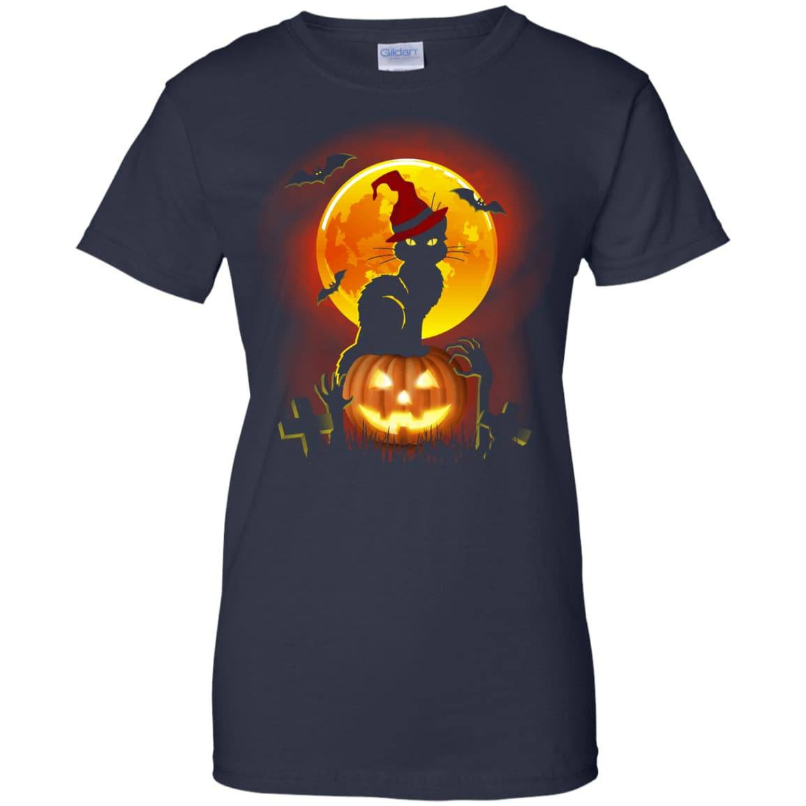 Happy Halloween Cat-T-Shirt & Hoodie-Women's T-Shirt-Navy