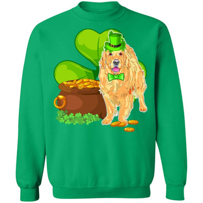 Golden Retriever St Patrick's Day Irish Dog Lover Funny Gifts-T-Shirt & Hoodie-Crewneck Sweatshirt-Irish Green