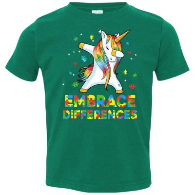 Dabbing Unicorn Autism Awareness Embrace Differences Youth-Youth Shirt-Toddler T-Shirt-Kelly