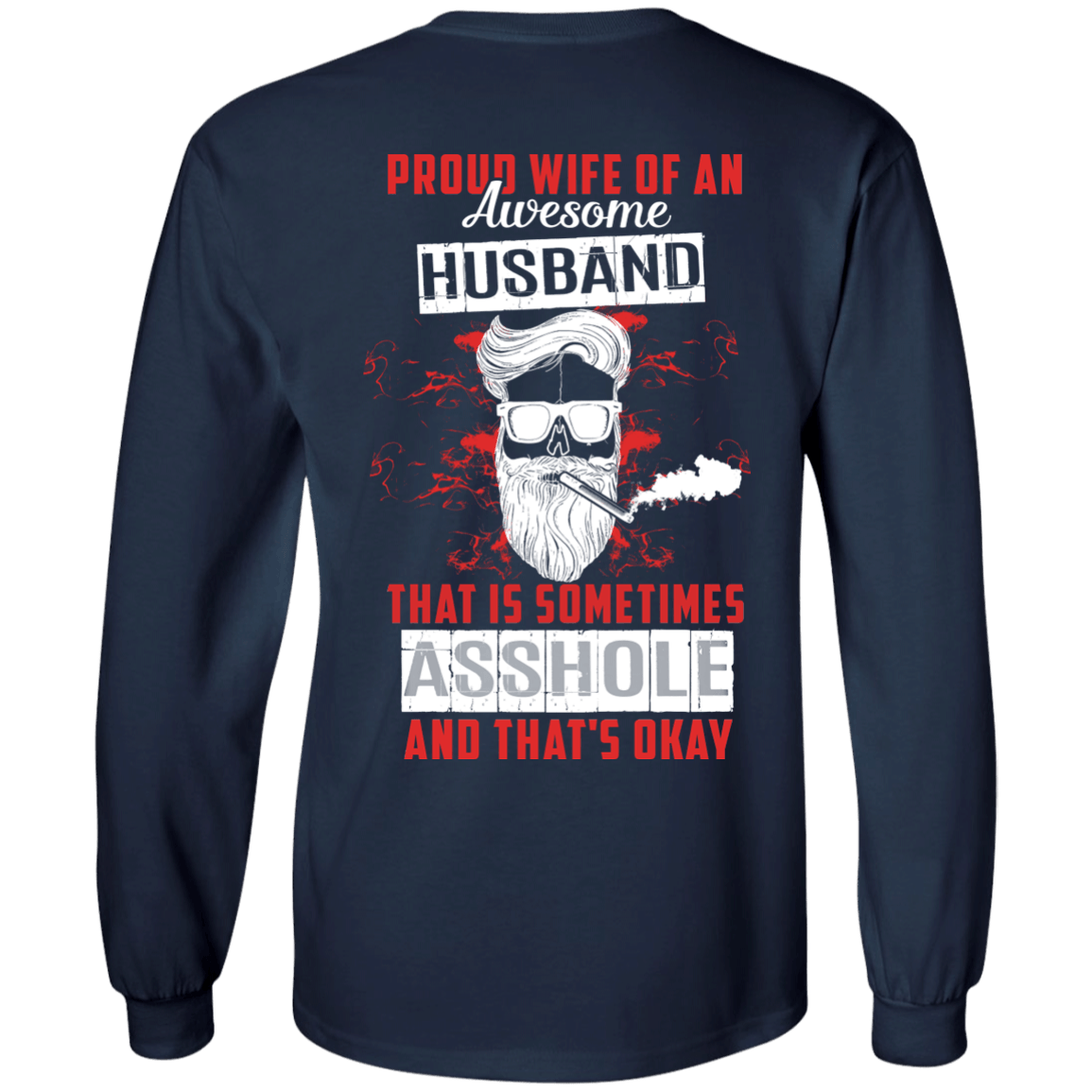Proud Wife Of An Awesome Husband-T-Shirt & Hoodie-Long Sleeve T-Shirt-Navy