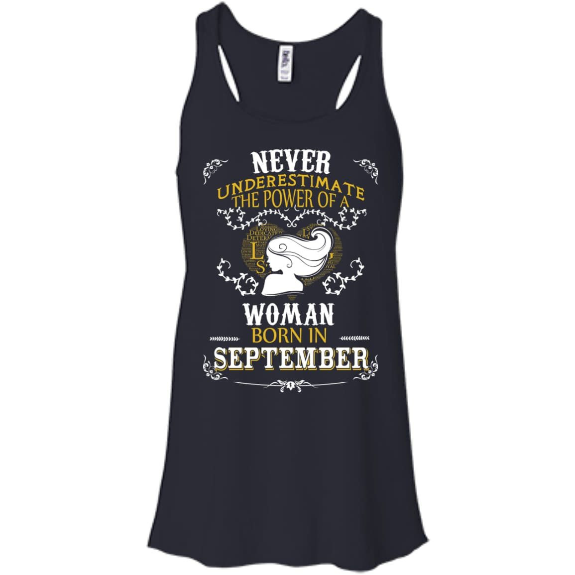 A Woman Born In SEPTEMBER-T-Shirt & Hoodie-Women's Flowy Racerback Tank-Midnight