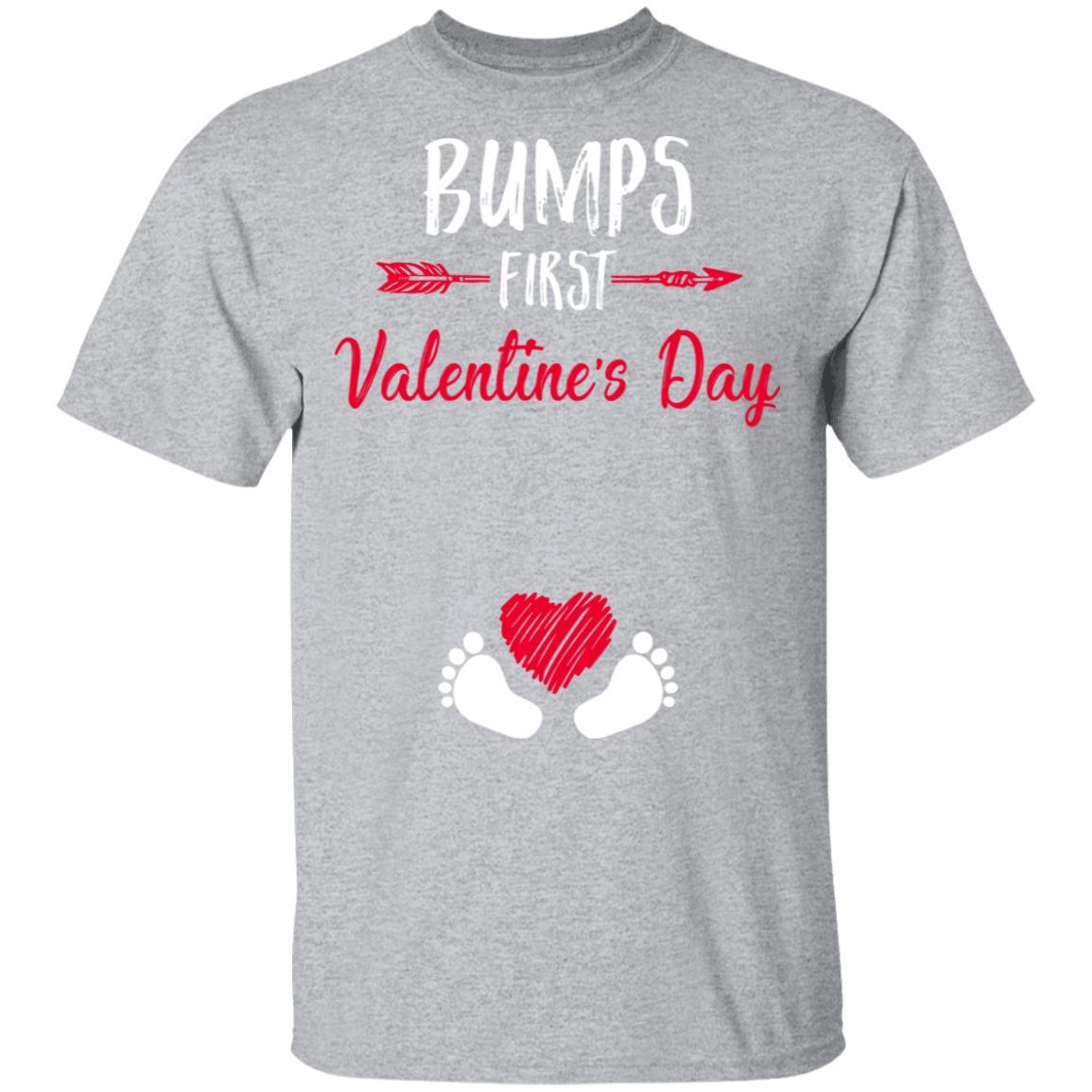 Bumps First Valentine's Day Cute Adorable Baby Pregnancy-T-Shirt & Hoodie-Classic T-Shirt-Sport Grey
