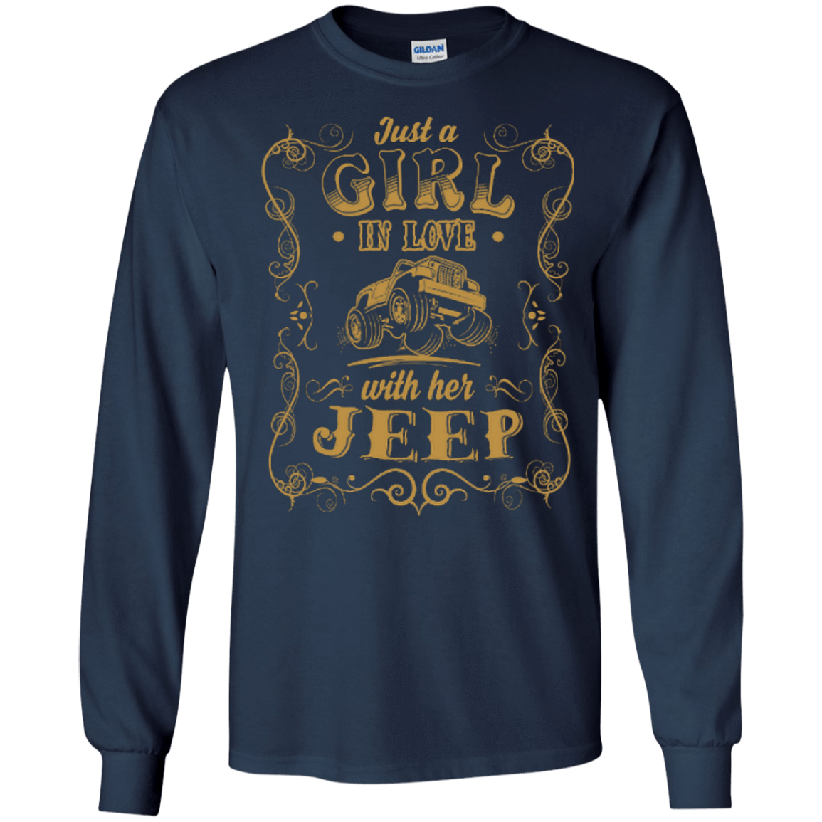 Just A Girl In Love With Her Jeep-T-Shirt & Hoodie-Long Sleeve T-Shirt-Navy