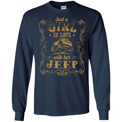 Just A Girl In Love With Her Jeep-T-Shirt & Hoodie-Long Sleeve T-Shirt-Navy
