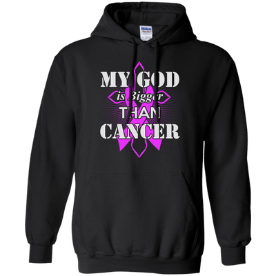 My God Is Bigger Than Cancer Purple Awareness Ribbon-T-Shirt & Hoodie-Pullover Hoodie-Black