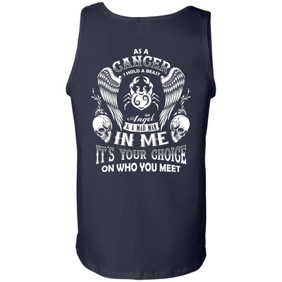 As A Cancer I Hold A Beast An Angel A Madman In Me-T-Shirt & Hoodie-Unisex Tank-Navy