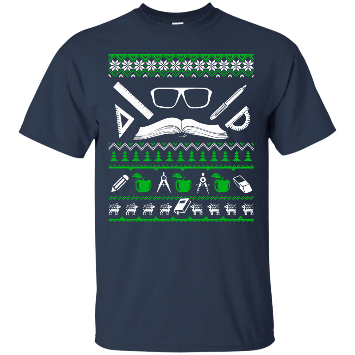 Teacher Christmas Sweater-T-Shirt & Hoodie-Classic T-Shirt-Navy