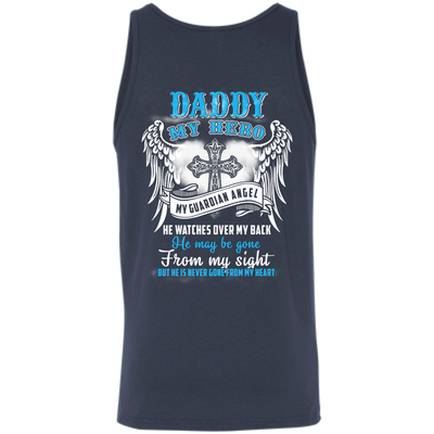 My Daddy My Hero My Guardian Angel He Watches Over My Back-T-Shirt & Hoodie-Unisex Tank-Navy