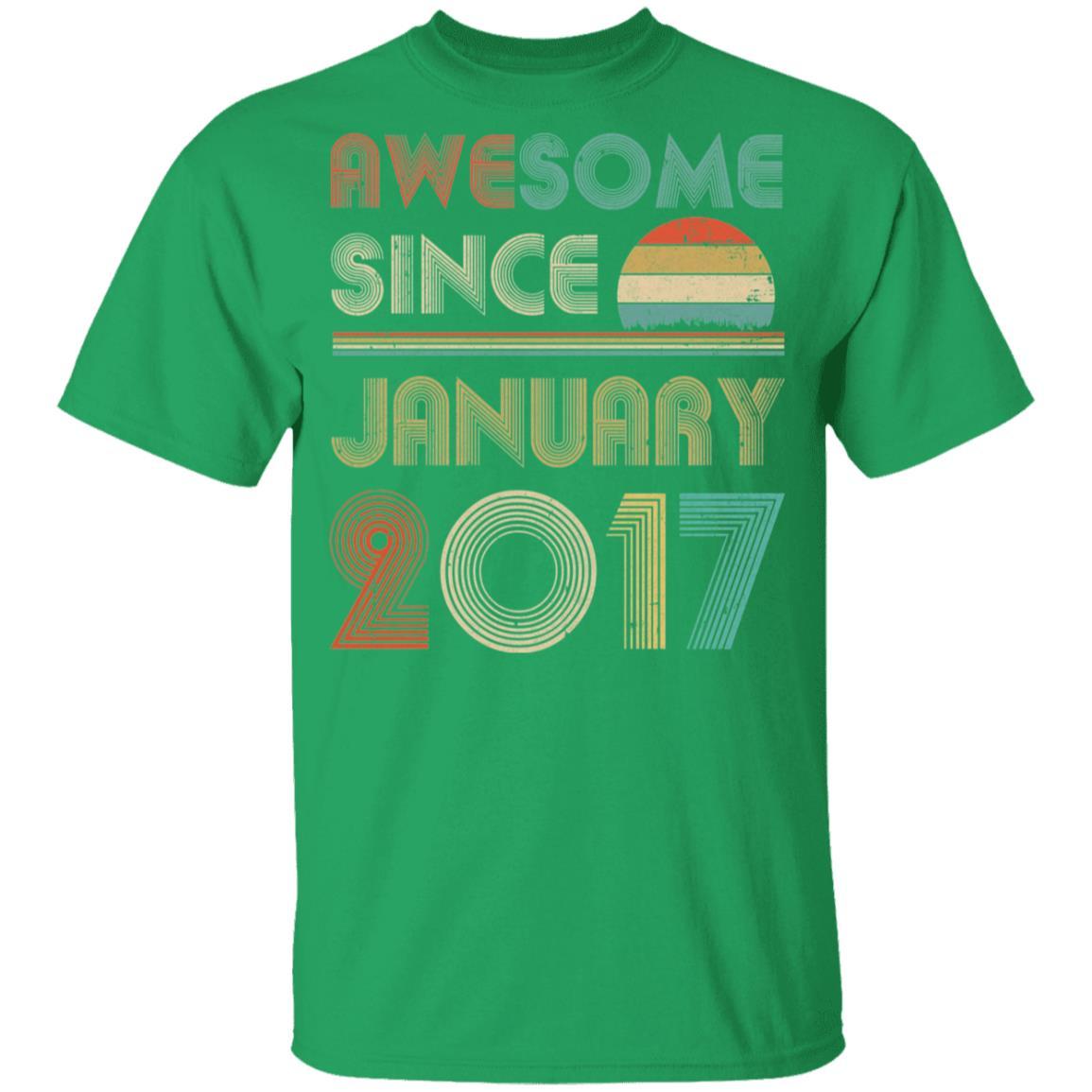 Awesome Since January 2017 Vintage 4th Birthday Gifts Youth-Youth Shirt-Youth T-Shirt-Irish Green