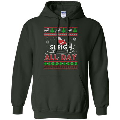 Sleigh All Day-T-Shirt & Hoodie-Pullover Hoodie-Forest Green