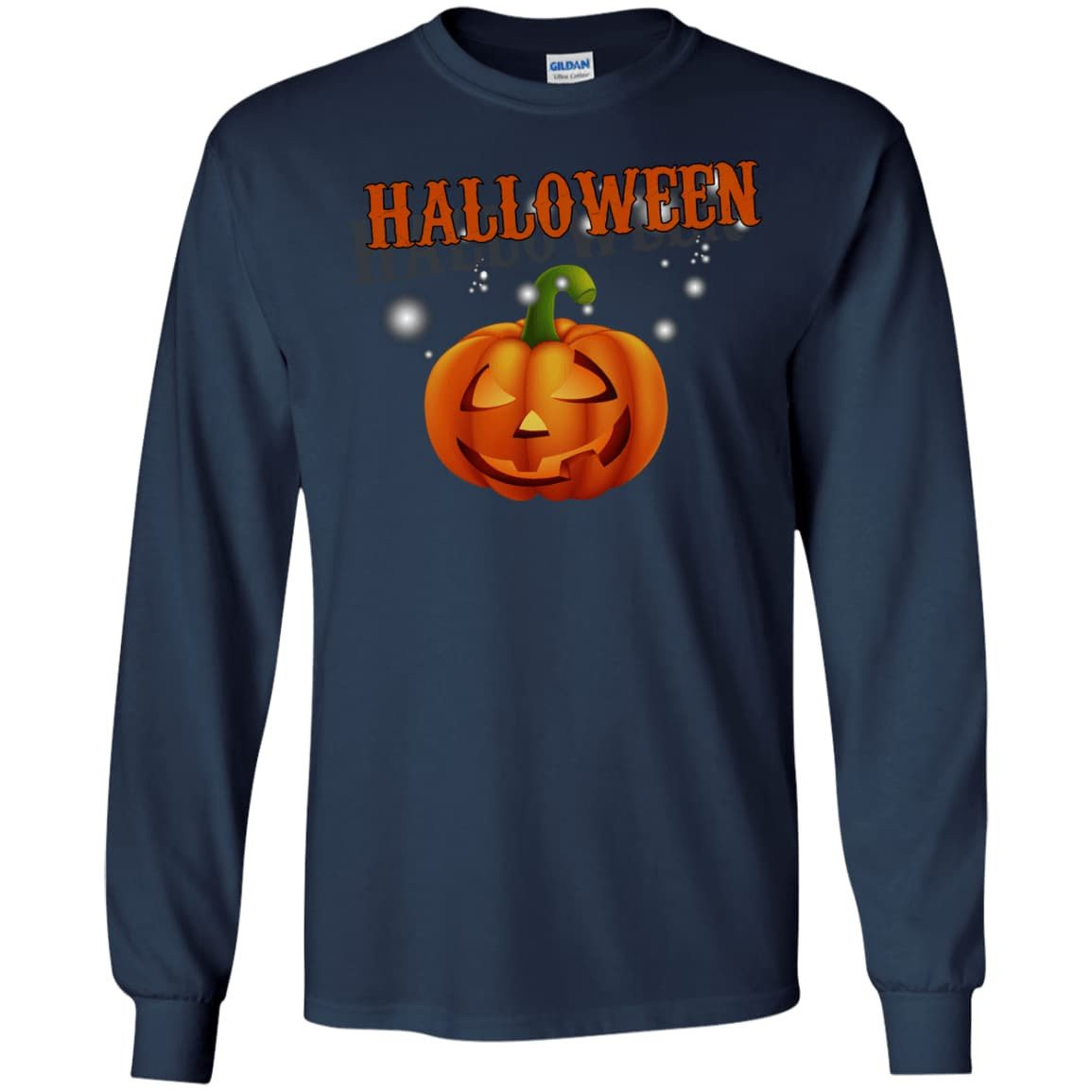 Glowing Pumpkin Cool Halloween-T-Shirt & Hoodie-Long Sleeve T-Shirt-Navy