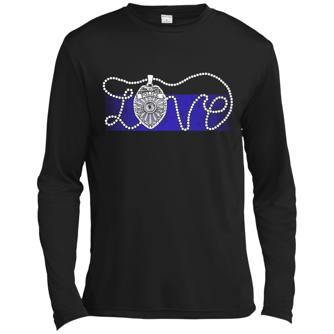 Love Thin Blue Line-T-Shirt & Hoodie-Long Sleeve T-Shirt-Black