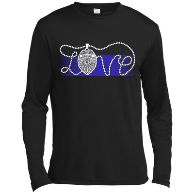 Love Thin Blue Line-T-Shirt & Hoodie-Long Sleeve T-Shirt-Black