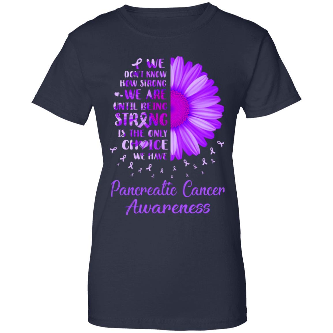 Being Strong Daisy Flower Purple Pancreatic Cancer-T-Shirt & Hoodie-Women's T-Shirt-Navy