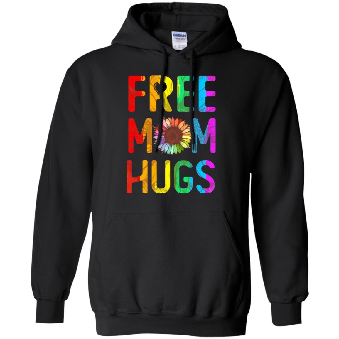 Flower Free Mom Hugs Pride LGBT-T-Shirt & Tank Top-Pullover Hoodie-Black