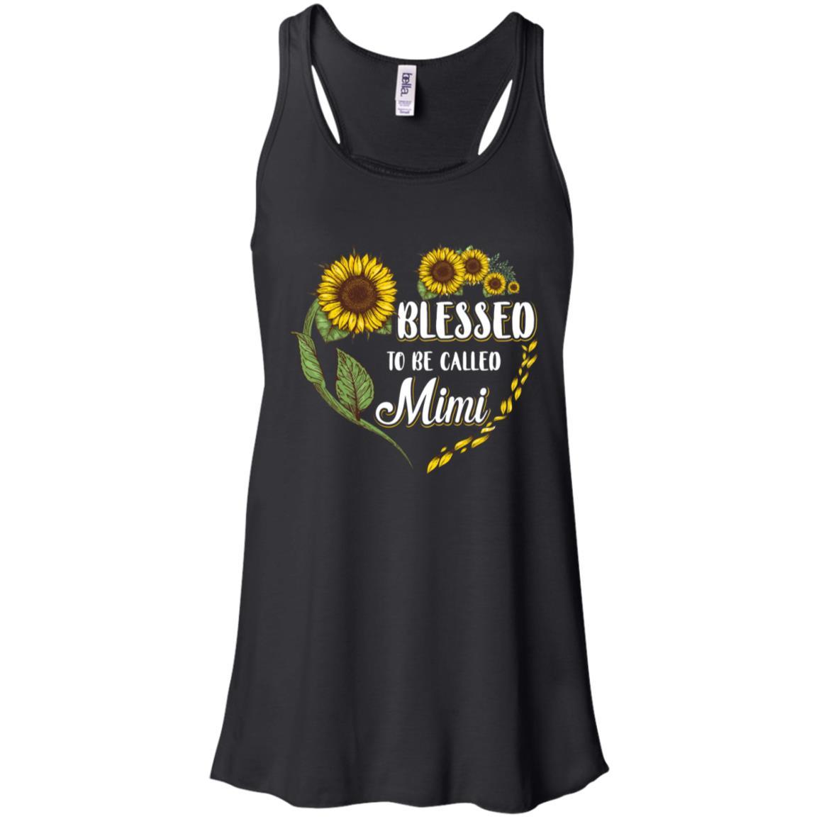Blessed To Be Called Mimi Sunflower Mothers Day Gift-T-Shirt & Tank Top-Women's Flowy Racerback Tank-Black