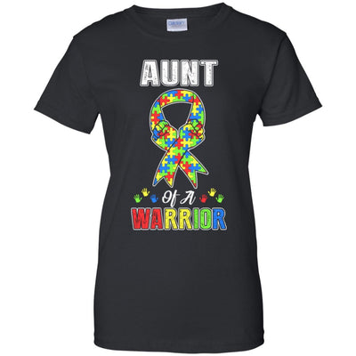 Aunt Of A Warrior Support Autism Awareness Gift-T-Shirt & Hoodie-Women's T-Shirt-Black