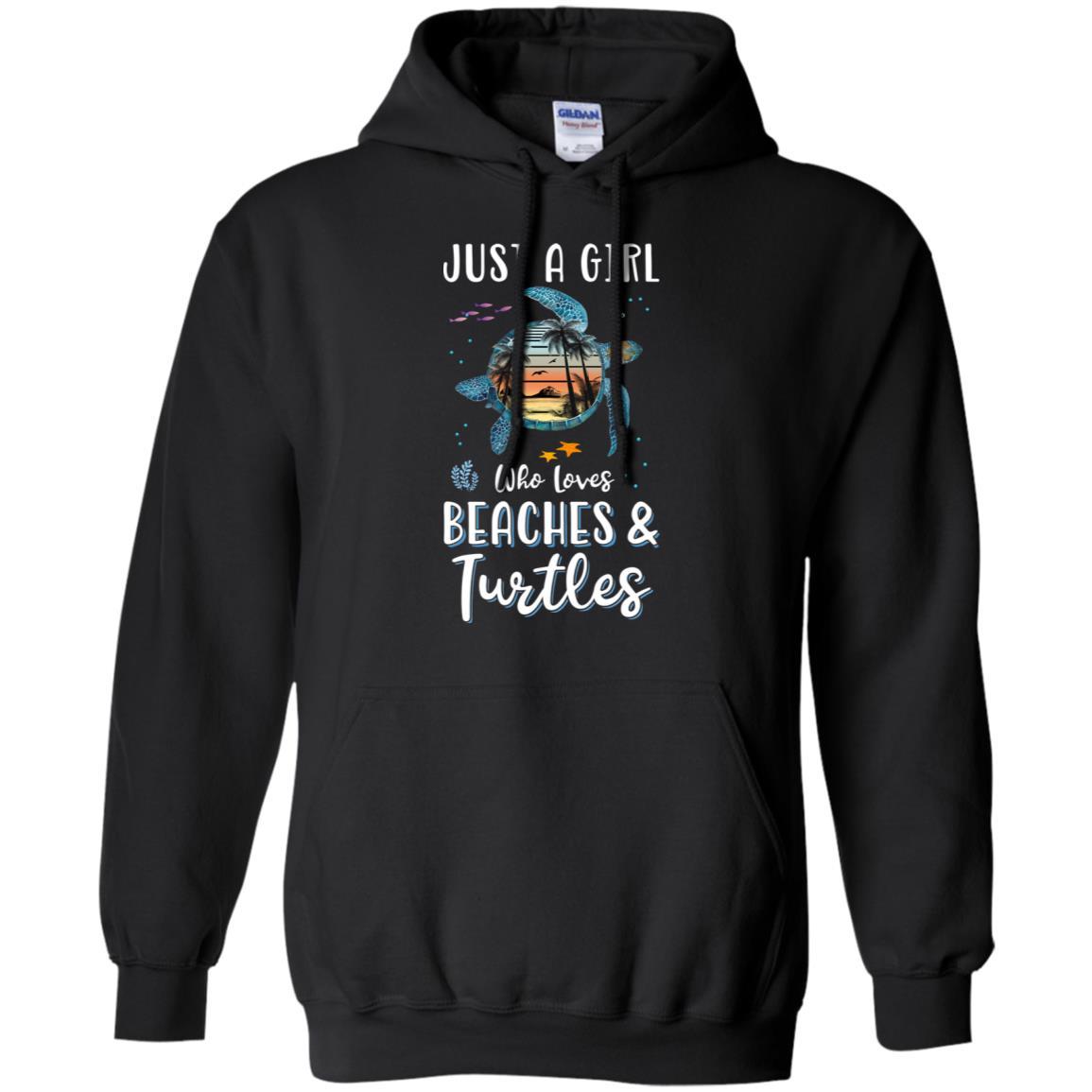 Just A Cute Girl Who Loves Turtles And Beaches-T-Shirt & Tank Top-Pullover Hoodie-Black