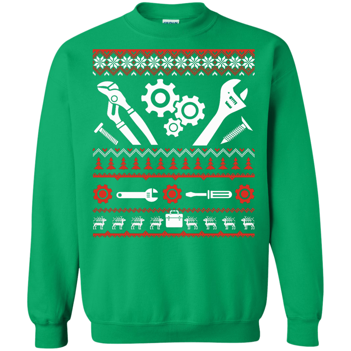 Mechanic Christmas Sweater-T-Shirt & Hoodie-Crewneck Sweatshirt-Irish Green