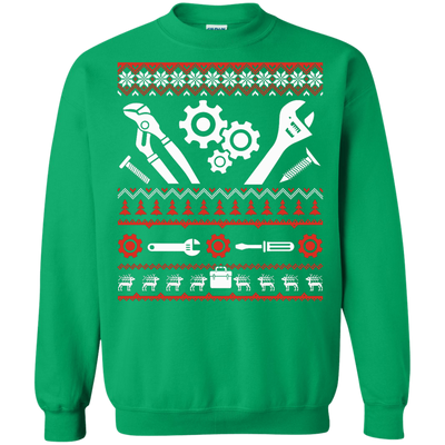 Mechanic Christmas Sweater-T-Shirt & Hoodie-Crewneck Sweatshirt-Irish Green