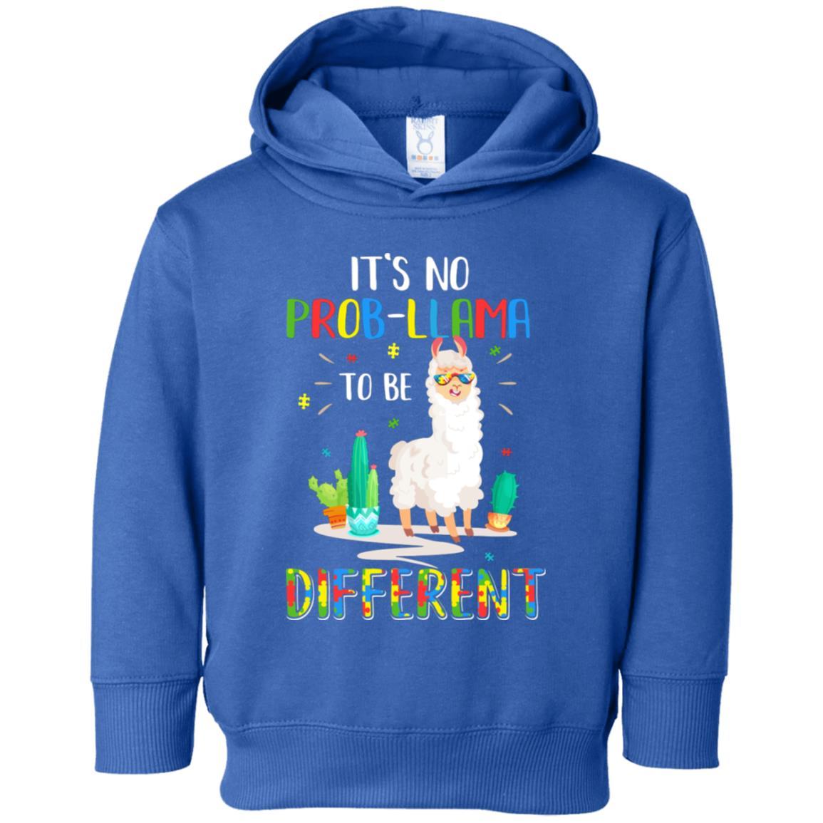 No Prob Llama To Be Different Llama Autism Awareness Gift Youth-Youth Shirt-Toddler Fleece Hoodie-Royal