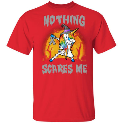 Brain Cancer Dabbing Unicorn Skeleton Halloween Youth-Youth Shirt-Youth T-Shirt-Red