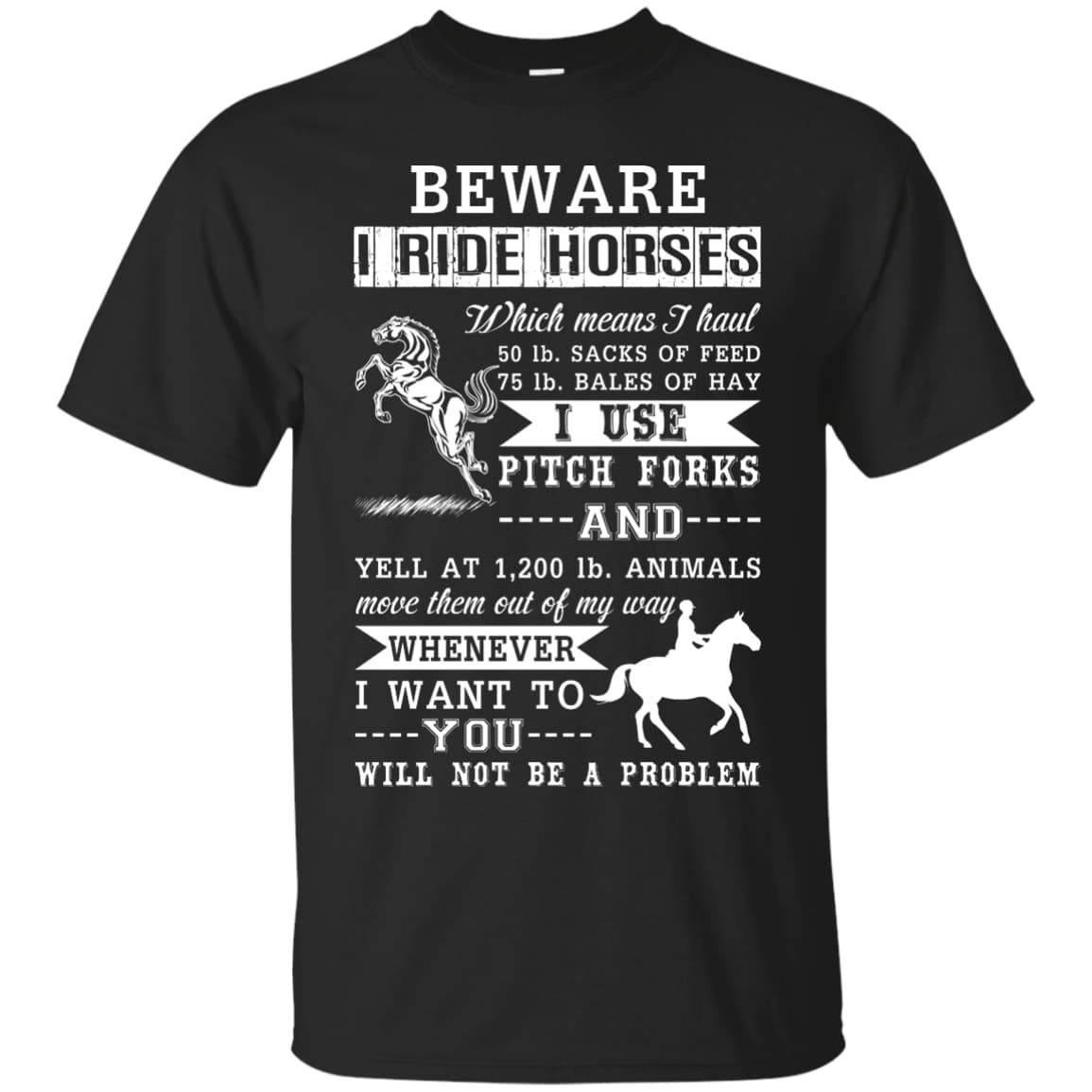 BEWARE I RIDE HORSES-T-Shirt & Hoodie-Classic T-Shirt-Black