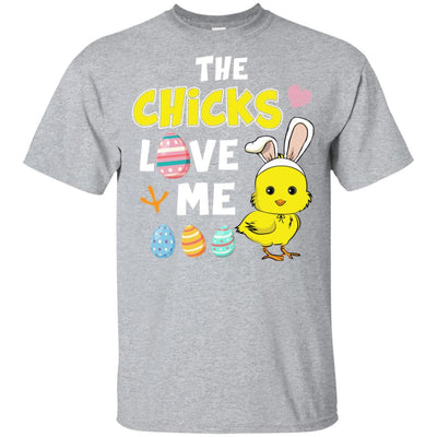 Happy Easter Funny Chick Bunny Ears With Egg Youth-Youth Shirt-Youth T-Shirt-Sport Grey