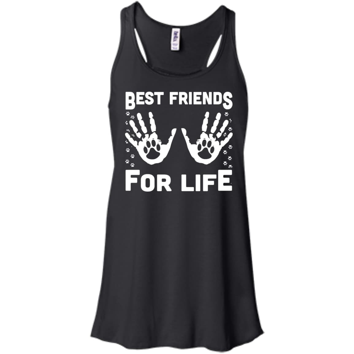 Funny Cat Best Friends For Life-T-Shirt & Hoodie-Women's Flowy Racerback Tank-Black