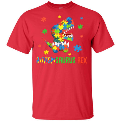 Autismsaurus Rex Autism Dinosaur T-Rex For Kids Youth-Youth Shirt-Youth T-Shirt-Red