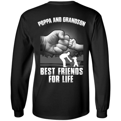 Poppa And Grandson Best Friends For Life-T-Shirt & Hoodie-Long Sleeve T-Shirt-Black