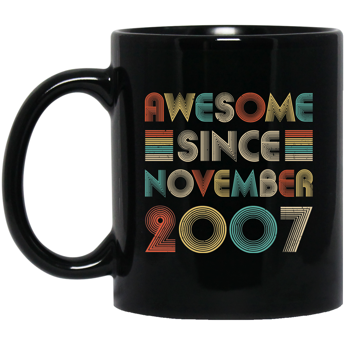 Awesome Since November 2007 Vintage 14th Birthday Gifts Mug-Coffee Mug-BM11OZ 11 oz. Black Mug-Black