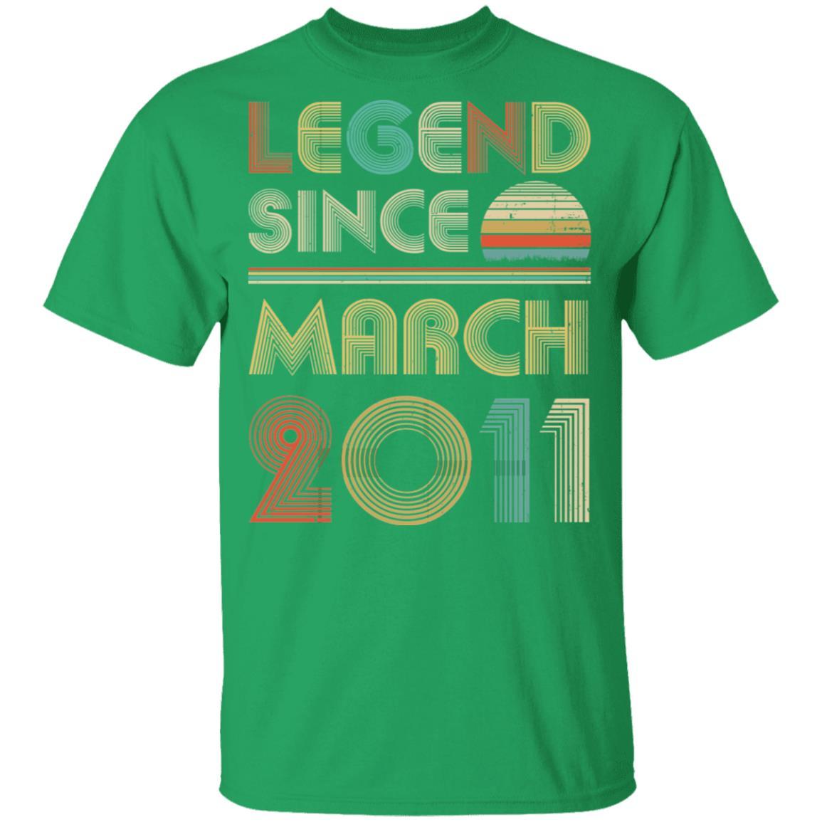 Legend Since March 2011 Vintage 10th Birthday Gifts Youth-Youth Shirt-Youth T-Shirt-Irish Green