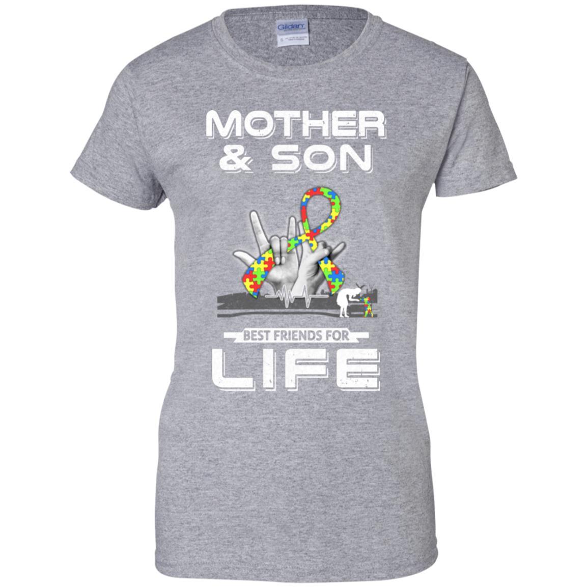 Mother And Son Best Friends For Life Autism Awareness-T-Shirt & Hoodie-Women's T-Shirt-Sport Grey