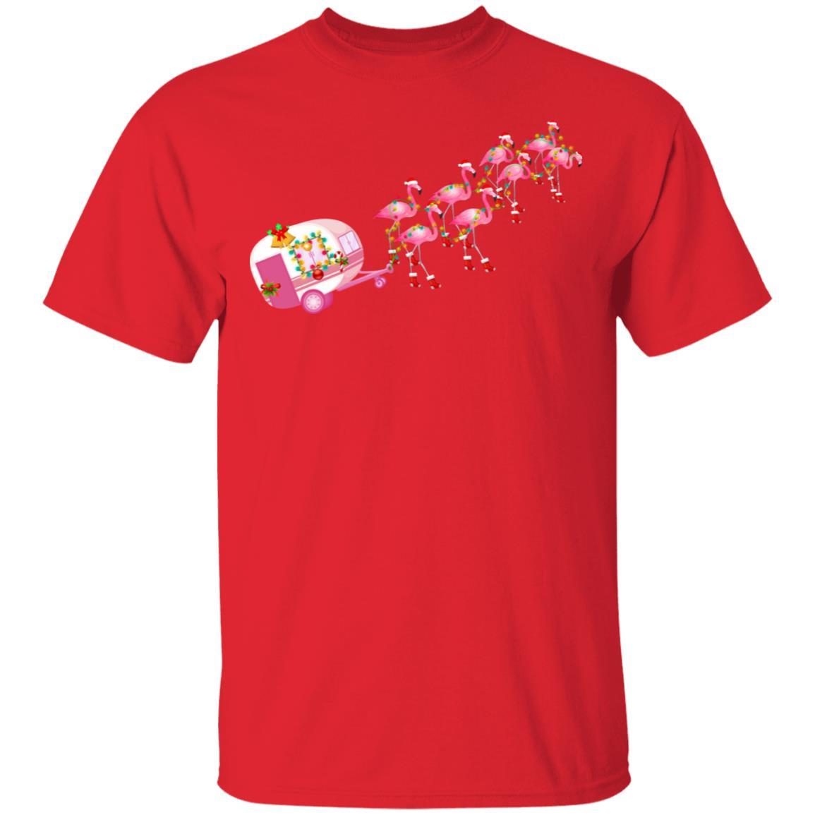Flamingo Camper Christmas Santa Gift For Glamping Holiday-T-Shirt & Sweatshirt-Classic T-Shirt-Red