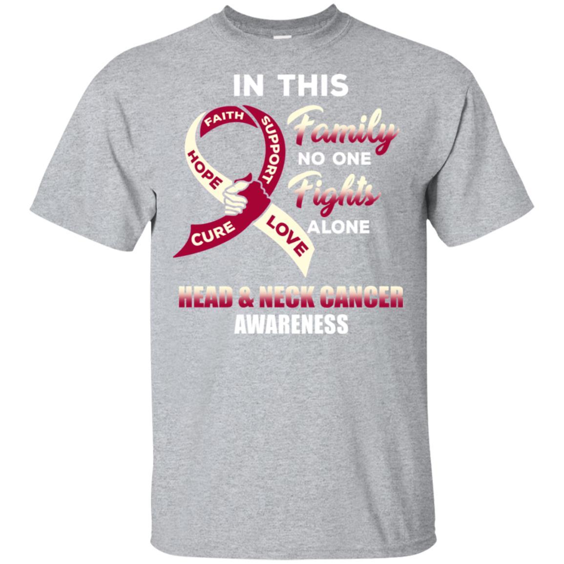 In This Family No One Fights Alone Head Neck Cancer-T-Shirt & Hoodie-Classic T-Shirt-Sport Grey