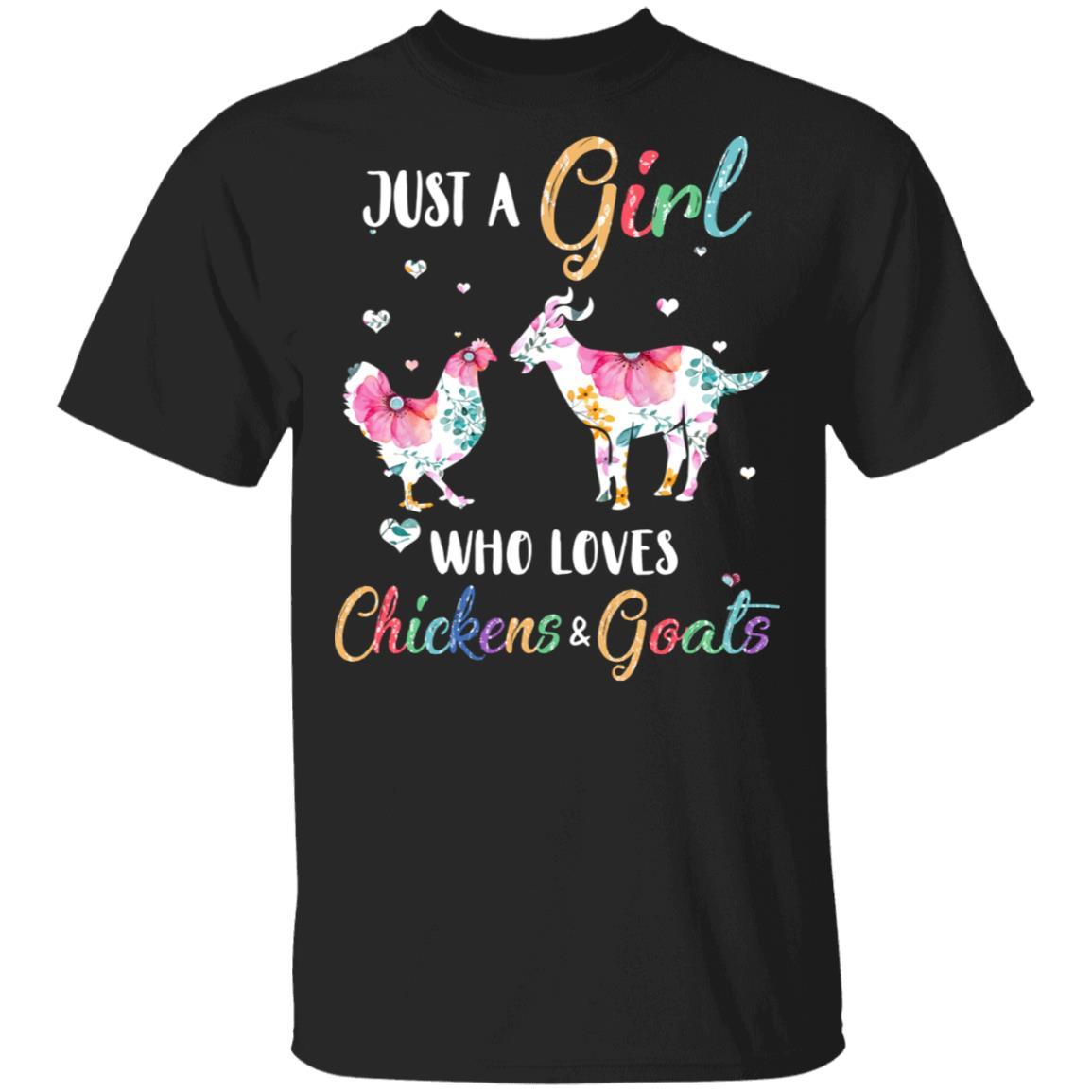 Just A Girl Who Loves Chickens And Goats Funny Cute Lover-T-Shirt & Hoodie-Classic T-Shirt-Black