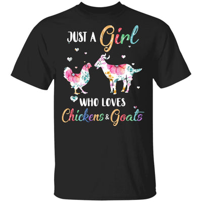 Just A Girl Who Loves Chickens And Goats Funny Cute Lover-T-Shirt & Hoodie-Classic T-Shirt-Black