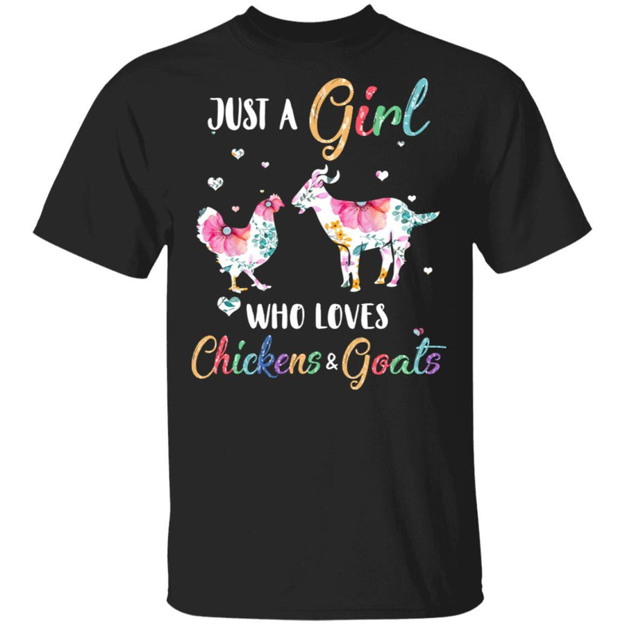 Just A Girl Who Loves Chickens And Goats Funny Cute Lover-T-Shirt & Hoodie-Classic T-Shirt-Black