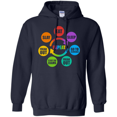 Eat Sleep Go to Clinicals Freak out Study for exams-T-Shirt & Hoodie-Pullover Hoodie-Navy