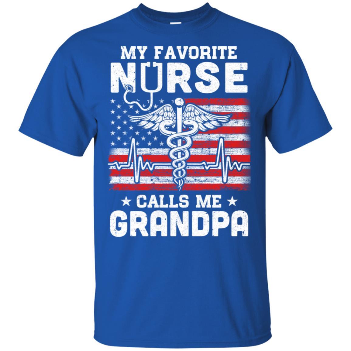 My Favorite Nurse Calls Me Grandpa USA Flag Father's Day-T-Shirt & Hoodie-Classic T-Shirt-Royal