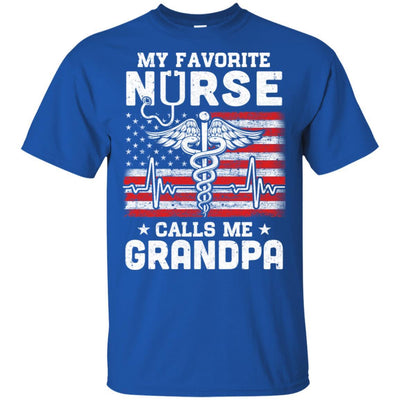 My Favorite Nurse Calls Me Grandpa USA Flag Father's Day-T-Shirt & Hoodie-Classic T-Shirt-Royal