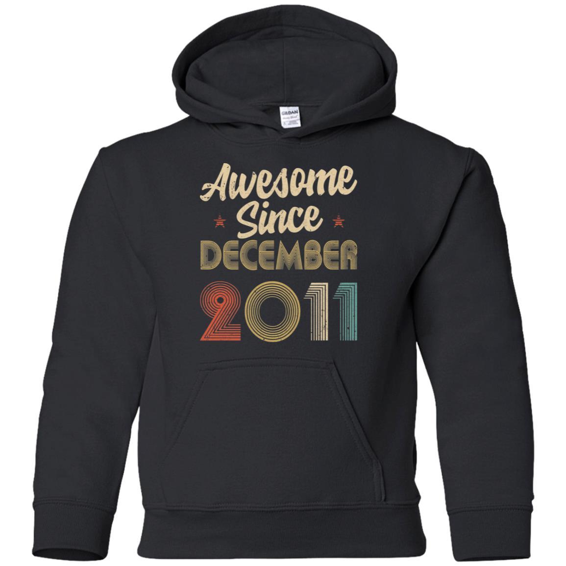 Awesome Since December 2011 Vintage 10th Birthday Gifts Youth-Youth Shirt-Youth Pullover Hoodie-Black