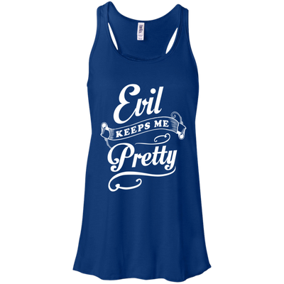 Evil Keeps Me Pretty-T-Shirt & Tank Top-Women's Flowy Racerback Tank-True Royal