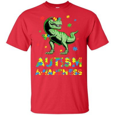 Dinosaur Puzzle Autism Awareness For Boys Girls-T-Shirt & Hoodie-Classic T-Shirt-Red