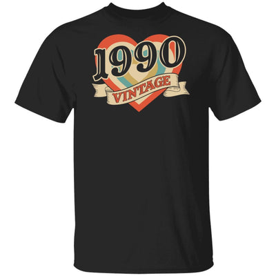 31th Birthday Gifts Classic Retro Heart Vintage 1990-T-Shirt & Tank Top-Classic T-Shirt-Black