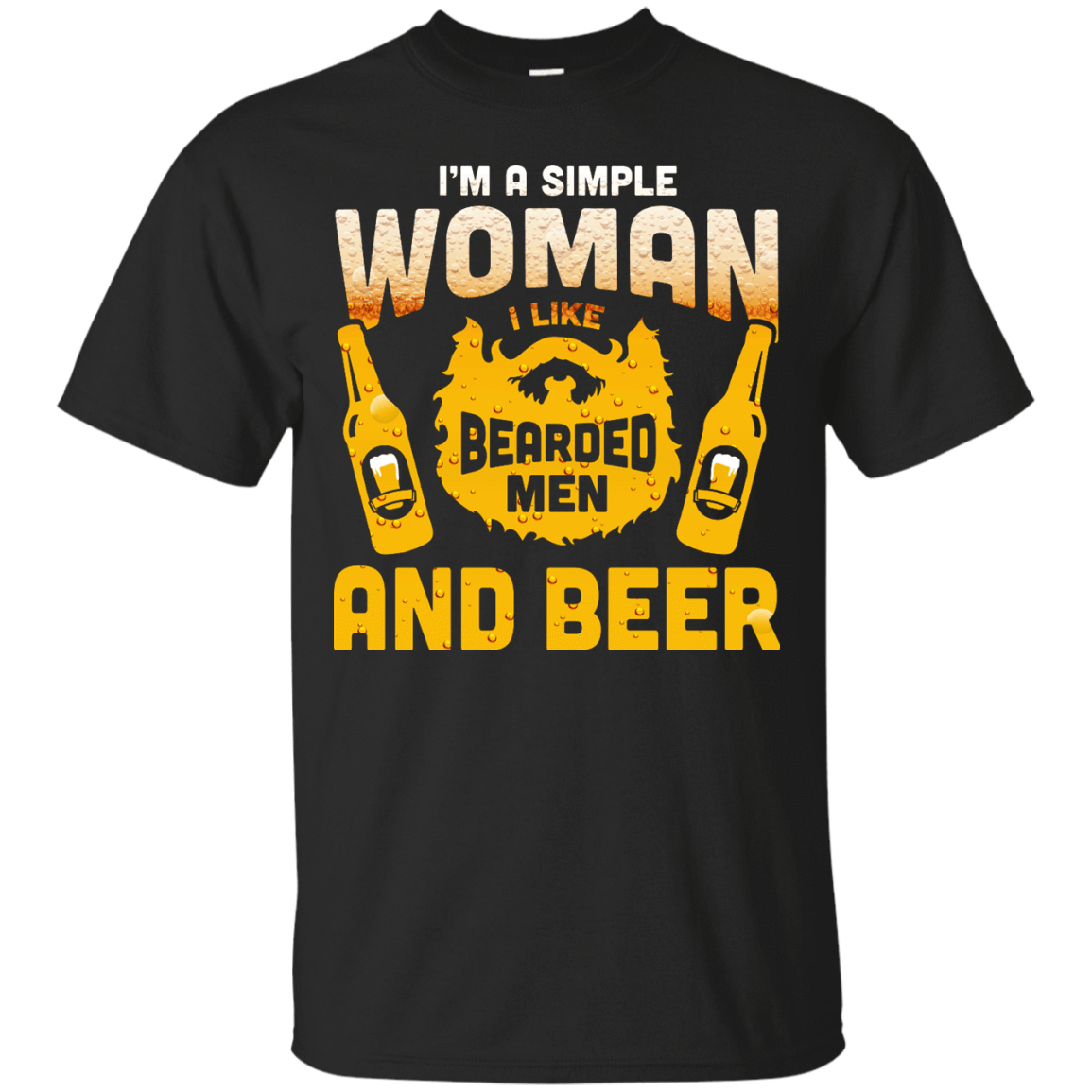 I'm A Simple Woman I Like Bearded Men And Beer-T-Shirt & Hoodie-Classic T-Shirt-Black