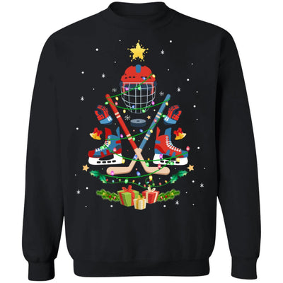 Ice Hockey Christmas Tree Ornament Funny Xmas Gift-T-Shirt & Sweatshirt-Crewneck Sweatshirt-Black