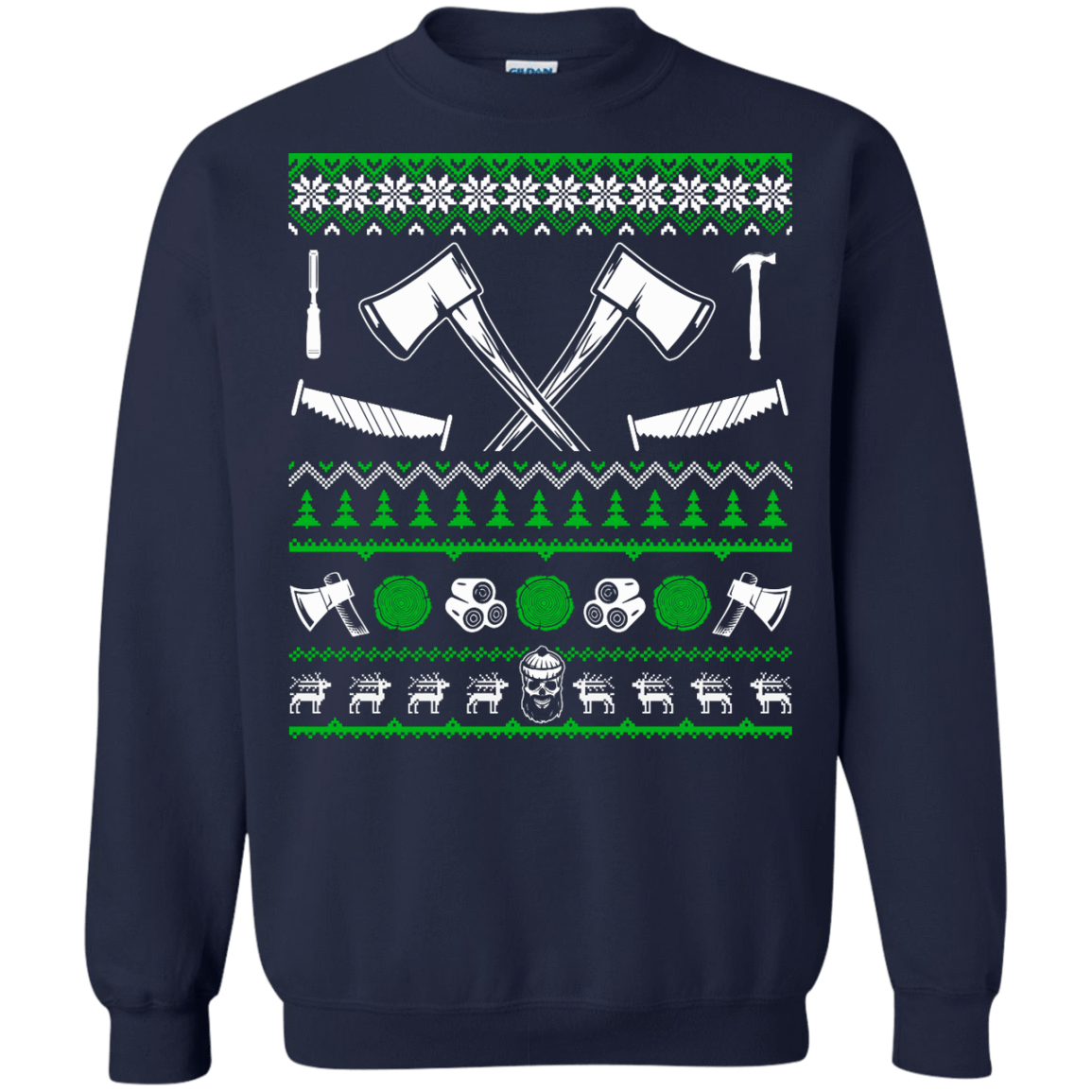 Lumberjack Christmas Sweater-T-Shirt & Hoodie-Crewneck Sweatshirt-Navy